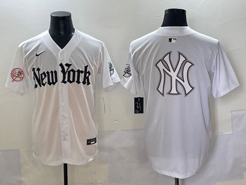 Men 2025 New York Yankees Blank White Five generations Joint Name Nike MLB Jersey style 83->new york yankees->MLB Jersey